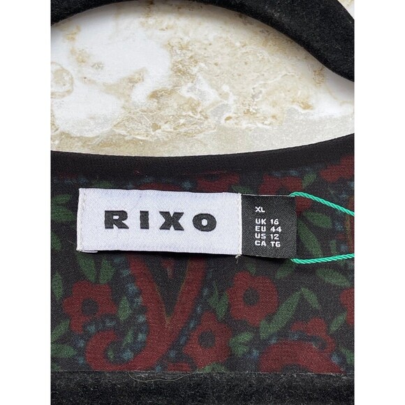 RIXO London Women's Red Katie Paisley Crepe Midi Dress size UK XL USA size 12 - Picture 5 of 13